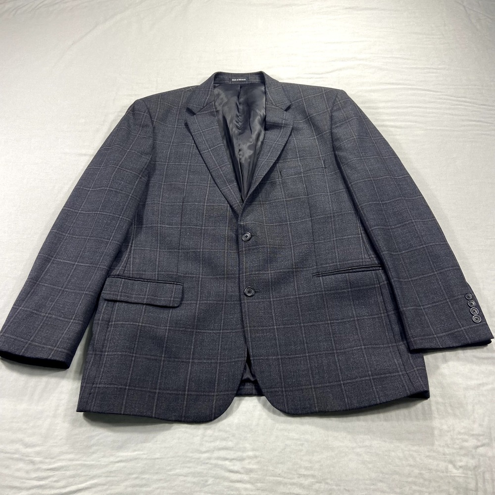 Pronto Uomo Platinum Blazer Mens 46L Gray Check Wool Suit Jacket Sport Coat‎